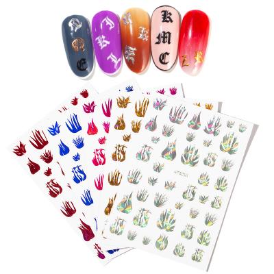 China Salon Hot Selling Luxury Effect Laser Nail Stickers Ornate Luxury Flame Color Design Glitter Nail Wraps Decoration for sale