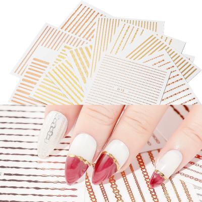 China High Quality Wholesale Salon Effect Bendable Chain Gold and Silver Wire 3d Nail Applique Nail Stickers for sale