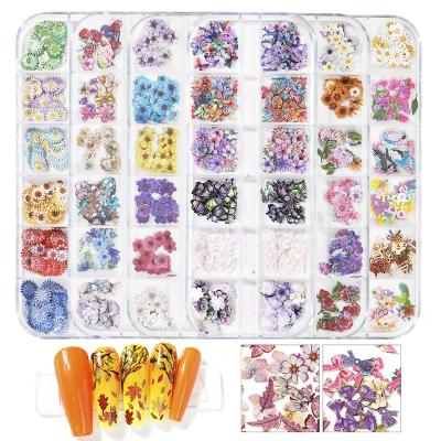 China Cute Butterfly Daisy Flowers Nail Sticker Decals Nail Art Wood Pulp Sheet Maple Salon Effect New Style for sale