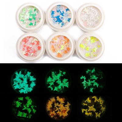 China Handmade Nail Salon Effect Wood Paste Luminous Butterfly Diy Nail Chips Jewelry Patch Night Charm Glitters for sale