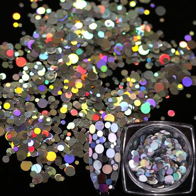 China Salon Effect Factory Wholesale Round Gold And Silver Mixed Fashion Bling Size Shape Nail Sequins for sale