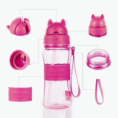 China Viable Wholesale Hot Selling BPA Free Leak Resistant Reusable Sports Water Bottle Kids Plastic Straw Drinking Bottle For School for sale