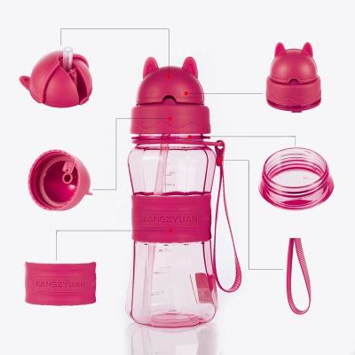 China New Viable Wholesale Custom Made Logo Tirtan Bpa Free Portable Kid Drink Bottle With Straw Plastic Drinks Bottle For Kindergarten And House for sale