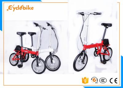 China Red / White Small Folding Electric Bicycle 20 × 4.0 Slide Proof Tyres for sale