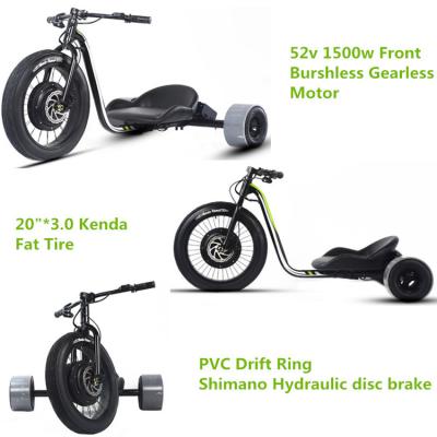 China Three Wheel Powerful Electric Bike , Motorized Adults Powered Drift Trike for sale