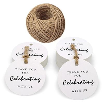 China Sustainable Custom Recycled White Kraft Paper Gift Tags Round Kraft Tags With 100 Feet Of Jute Twine for sale