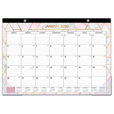 China Custom Table Calendar Desk Wall Calendar 2020 With Clear Protector Marble 17 X 12 Inch January 2020-December 2020 for sale