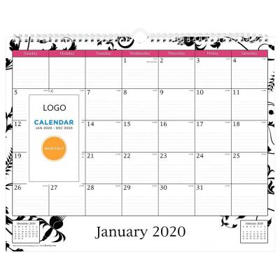 China Wall Calendar Custom 2020 X12 Inch Neat Monthly Wall Calendar Wire Tie Blocks 15 Twin for sale