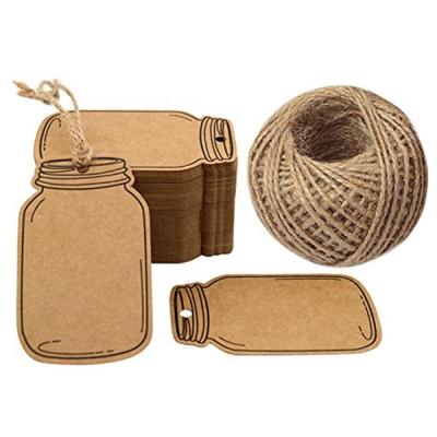 China Viable Custom Tags, 100PCS Mini Kraft Paper Gift Tags, Creative Craft Paper Blank Label DIY Hang Tags with 100 Feet String for sale