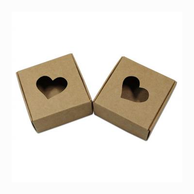 China Recyclable Square Kraft Paper Gift Packaging Box With Visual Window For Cosmetic Soap Storage Jewelry Candy for sale