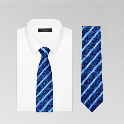 China Custom Fashion Width 148X8.5X3.5CM Ties Yellow And Blue Boys 8CM Ties School Uniform Royal Stripes for sale