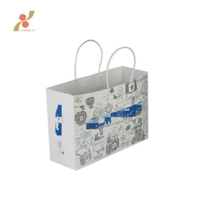 China Recyclable Custom Different Sizes Printed Design White Kraft Paper Bag for sale