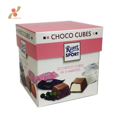 China Recyclable Custom Printed Chocolate Candy Packaging Card White Paper Box With Logo for sale