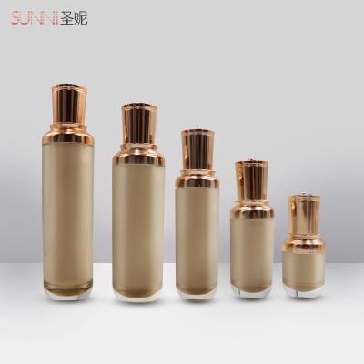 China Cosmetic 120ml Gold Acrylic Airless Plastic Pump Facial Serum Bottle For Skin Care for sale