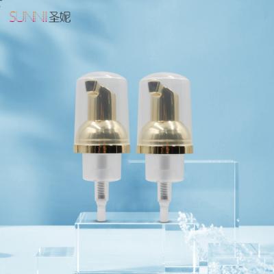 China Non Spill Custom 30/410 Gold Bottle Aluminum Face Foam Pump Dispenser Liquid Soap Pump for sale