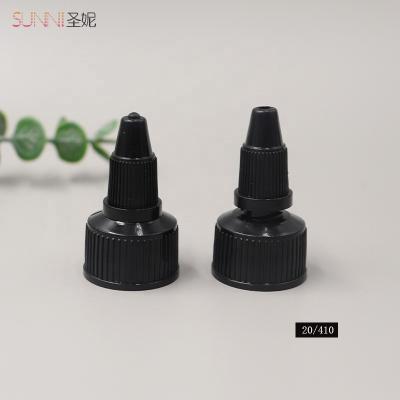 China Non Spill Wholesale 20/410 Black Ribbed Plastic Screw Cap With Twist Top Cap for sale