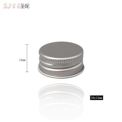 China Non Spill 28mm Mini Plastic Glass Bottle Containers Metal Aluminum Screw Caps Pre-threaded Screw Cap for sale