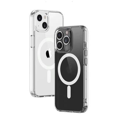 China Clear White Clear Transparent Shockproof Shockproof Mobile Phone Case Color Magnet Tpu Magnetic Suction Shell For iphone 13 for sale