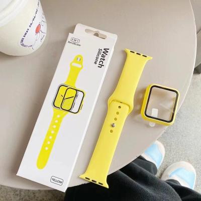 China Wholesale Smart Watch Band Cell Phone Case 2021 Design Shockproof Fashion Silicone Watch Band +watch Case Protector 38mm/40mm/42mm/44mm for sale