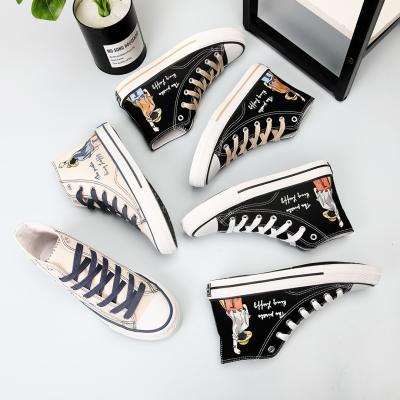 China CUSHIONING Hot sale autumn graffiti men's high top men's shoes CIA trend student casual soft canvas shoes for sale