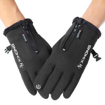 China Waterproof Winter Men And Women Outdoor Waterproof Warm Zipper Cycling Fleece Dive Wear Resistant Gloves for sale