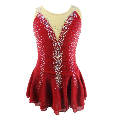 China Attractive Figure Skating Skirt Stage Figure Skating Dress Girls Red Competitive Dance for sale