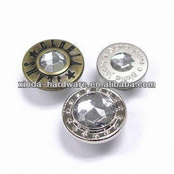 中国 Sustainable Diamond Jeans Button Fashion Buttons A Class Diamond Button And Rivet 販売のため