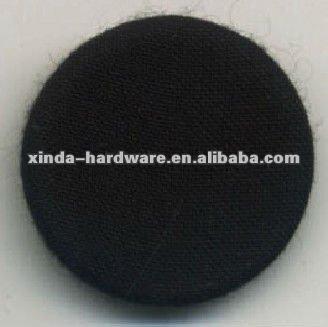 China Dry Cleaning Round Shape Satin Black Color Cloth Covered Leg Button for sale