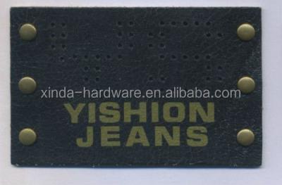 China Fashion Leather Patch Viable Leather Badge Label Genuine Leather for sale