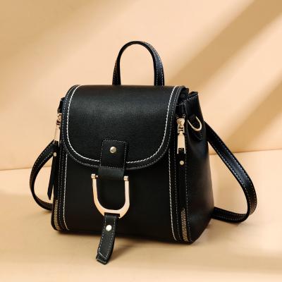 China Latest Designers Fashion Waterproof Women Black Leather Cute Mini School Backpack For Girls for sale