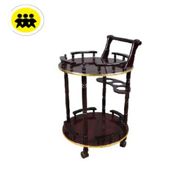 China 2 Tier Movable Round Wooden Wine Table for sale