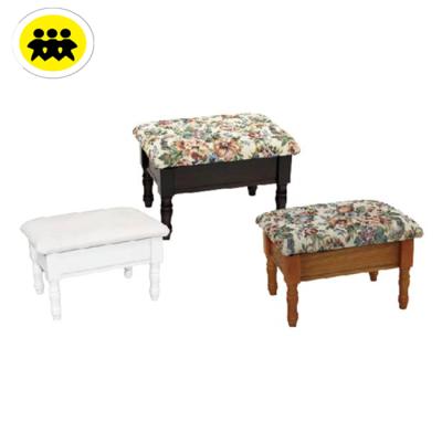 China Queen Anne Living Room Furniture Wooden Storage Fabric Foot Solid Wood Lightweight Stool for sale