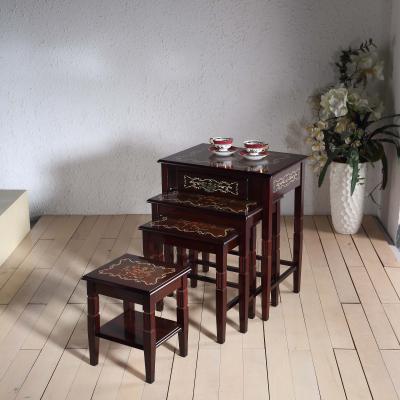 China Modern 4 Pcs Nesting Wooden Coffee Table With Flower Sticker for sale