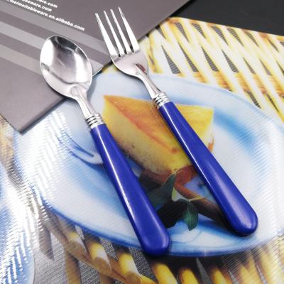 China Sustainable Blue Stainless Steel Bone Handle Flatware Set Polished for sale