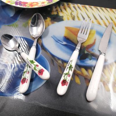 China Viable Flower Handle Stainless Steel Cutlery Set with Dinner Fork Dinner Spoon Flatware Cutlery Set for sale