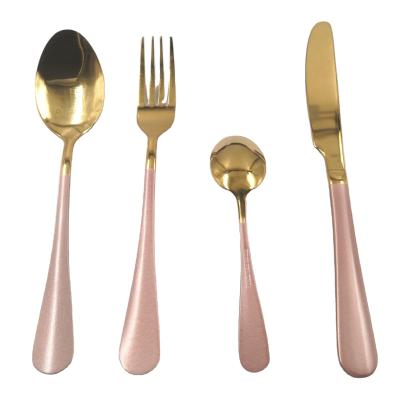 China Factory Direct Sustainable Western Dinnerware Set Metal Stainless Steel Gold Plated Cutlery for sale