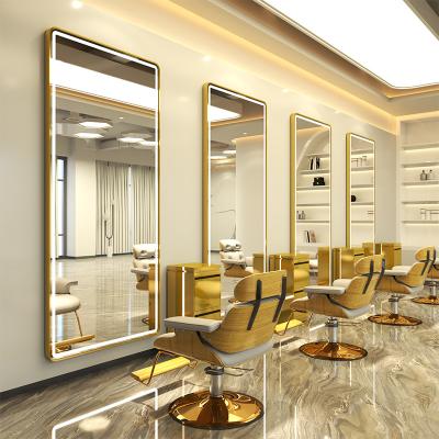 China Magnifying Large Size Floor Mirrors Aluminum Frame Wall Mounted Led Illuminated Hair Salon Mirror With Light for sale