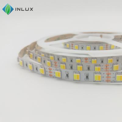 China DC12V SMD 5050 2in1 60led Dual CCT Two Color IP20 Decorative Lighting Two Color Temperature Two Color Dimmable Adjustable White Led Strip Light for sale