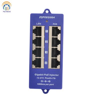 China GPOE-4B Port 4 Gigabit PoE Injector Compatible with 24 Volt Passive PoE on Mode B 4.5+/7.8 Pins - Multi-port Midspan Injector GPOE-4B for sale