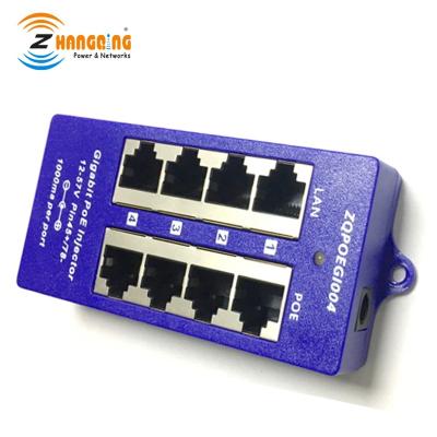 China 24V For Port Access Point Passive 4 Gigabit Ethernet PoE Injector Power Over Ethernet Used With Any IP Up To 4 Switch Power Camera/CCTV for sale