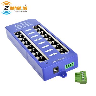 China POWER & Passive DATA Power Over Ethernet Gigabit PoE Injector 8 PoE Left Panel 24V for MikroTik, 48V for IP Camera for sale