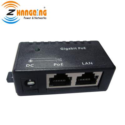 China Injector 24V 48V 56V 12V, 24 48 Volt Single Left Passive Power PoE Gigabit PoE Injector Compatible with 802.3af 802.3at for sale