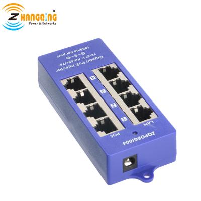 China Other Popular 4 Port PoE Injector 24V 48V Gigabit PoE Patch Panel For CCTV Camera MikroTik for sale