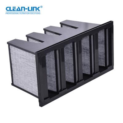 China Manufacture V Type Box Air Filter Hape Chemical Clean Room Filter Activated Carbon V Bank Filter for sale