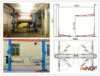 China High Stability Hydraulic 2 Post Car Lift With Adjustable Beam for sale