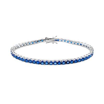 China CLASSIC White Gold Plated 925 Sterling Silver Blue CZ Diamond Tennis Bracelet Women for sale