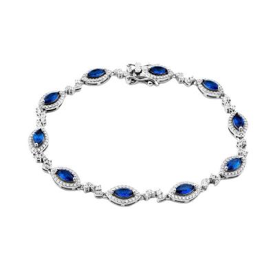 China Women CLASSIC Silver Zircon Jewelry Rhodium 925 Blue Sapphire Blue CZ Stone Tennis Bracelet View Bracelet Wedding Oval for sale