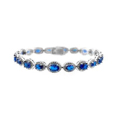 China Wholesale Romantic High Quality CZ Blue Tennis 925 Sterling Silver Zircon Jewelry Tennis Bracelet For Women for sale