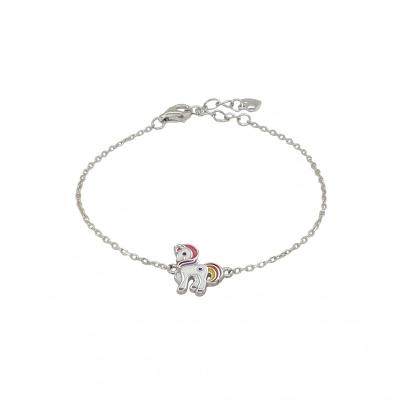 China Cute 925 Sterling Silver Enamel Animal Horse Charm Children Kids Bracelet for sale