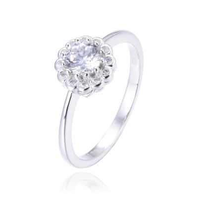 China Fashionable CZ Zircon Ring 925 Sterling Silver Round Gem Ring Jewelry for sale